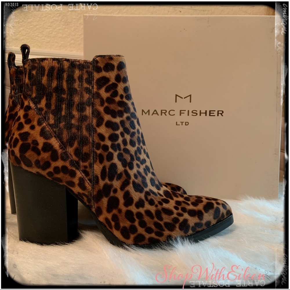 Marc Fisher Boot Alva Leopard Genuine Calf Hair Booties Boots 🖤 Last one
